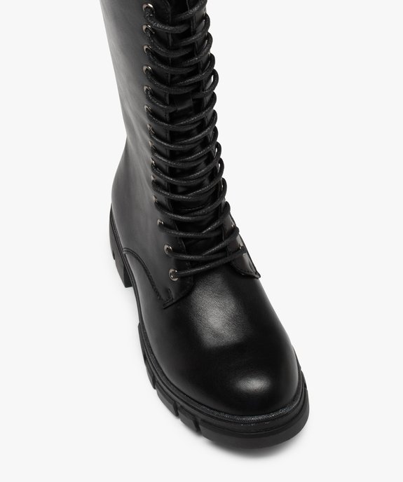Bottes fille unies à semelle crantée fermeture lacets et zip vue5 - GEMO (ENFANT) - GEMO