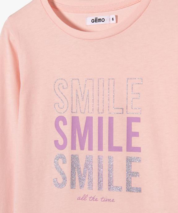 Tee-shirt à manches longues avec inscription fille vue2 - PREMIER PRIX BY GEMO - GEMO