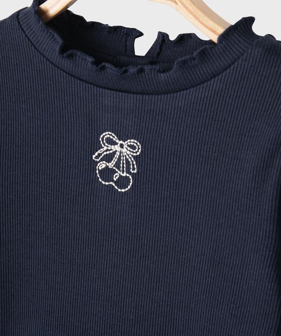 Tee-shirt manches longues à motif brodé et finitions froncées bébé fille vue2 - GEMO 4G BEBE - GEMO