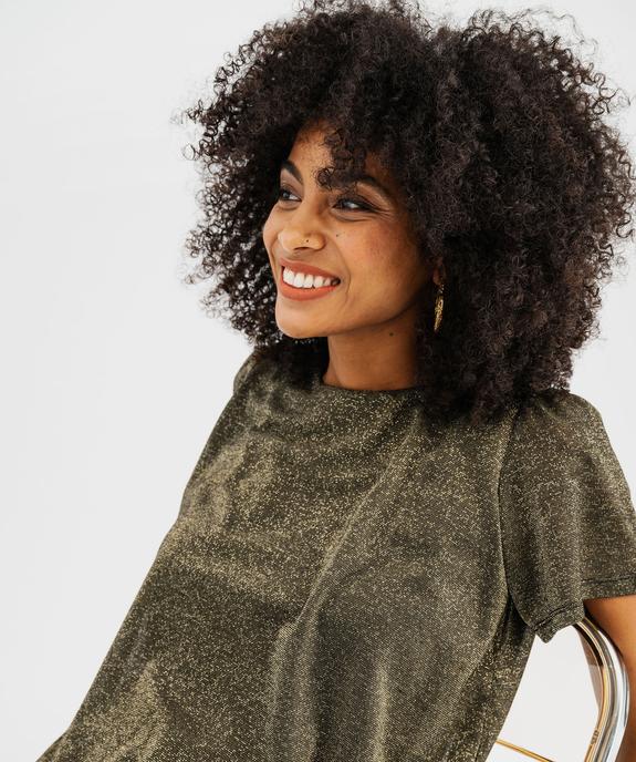 Tee-shirt manches courtes blousant en maille fluide pailletée femme vue4 - GEMO(FEMME PAP) - GEMO