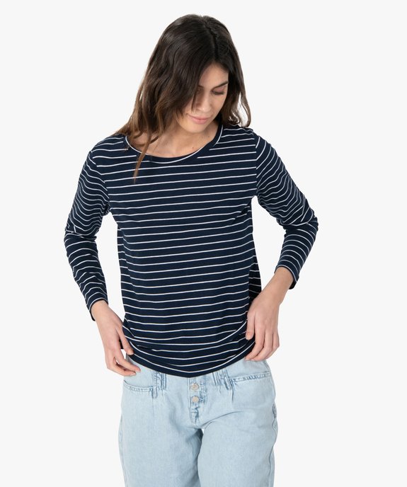 Tee-shirt rayé à manches longues femme vue1 - GEMO (MAILLE) - GEMO