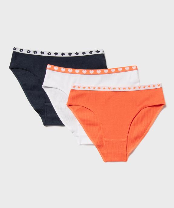 Culottes en coton stretch avec ceinture à motifs fille (lot de 3) vue1 - GEMO 4G FILLE - GEMO