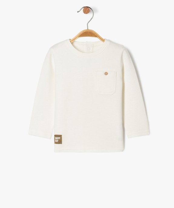 Tee-shirt manches longues en maille texturée bébé garçon - GEMO(BEBE DEBT) Tee-shirt manches longues en maille texturée bébé garçon vue1 - GEMO(BEBE DEBT) - GEMO