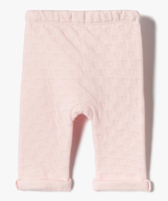 Pantalon bébé fille en maille effet matelassé vue3 - GEMO(BB COUCHE) - GEMO
