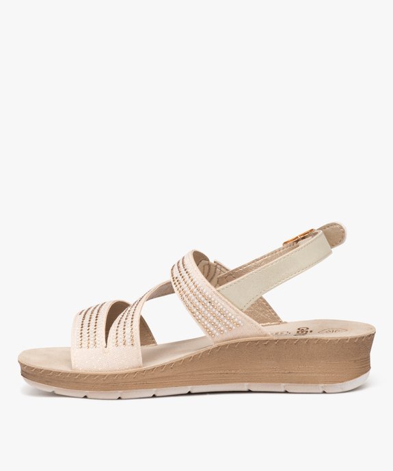 Sandales femme confort à semelle compensée avec strass et paillettes vue3 - GEMO (CONFORT) - GEMO