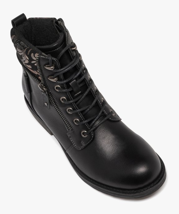Boots femme à lacets avec col fantaisie et zip  vue6 - EMILIA ROSA - GEMO