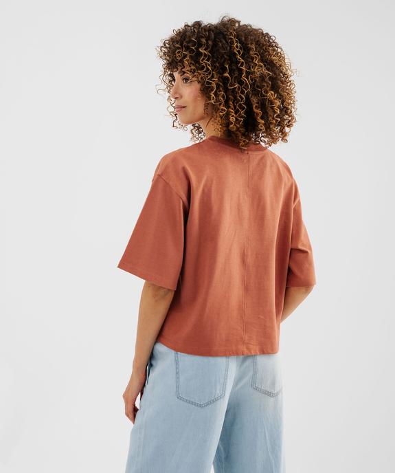 Tee-shirt manches courtes en jersey de coton coupe boxy loose femme vue4 - GEMO(FEMME PAP) - GEMO