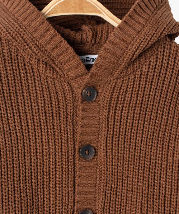 Gilet bébé garçon à capuche en grosse maille vue2 - GEMO(BEBE DEBT) - GEMO
