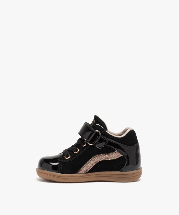 Chaussures premiers pas en cuir à scratch bébé fille - Alma Planète vue3 - ALMA - GEMO