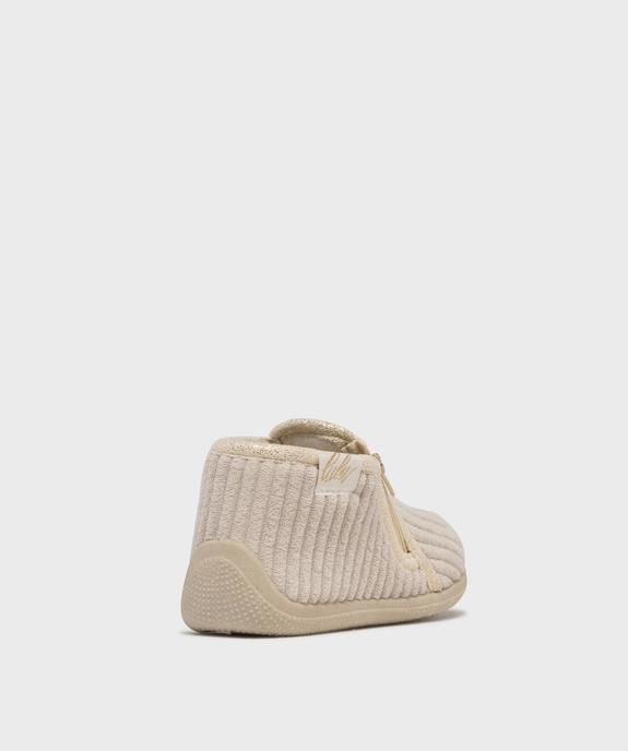 Chaussons montants zippés en velours côtelée bébé fille - LuluCastagnette vue4 - LULU CASTAGNETT - GEMO
