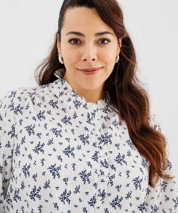Chemise manches longues en tissu texturé et fleuri femme grande taille vue2 - GEMO (G TAILLE) - GEMO