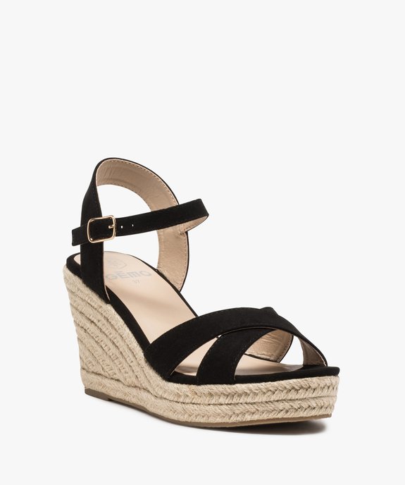 Sandales femme à talon compensé et brides unies vue2 - VALENTINA BALDA - GEMO