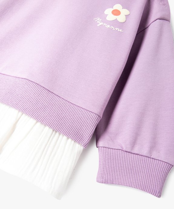 Sweat bébé fille avec empiècement tunique vue3 - GEMO(BEBE DEBT) - GEMO