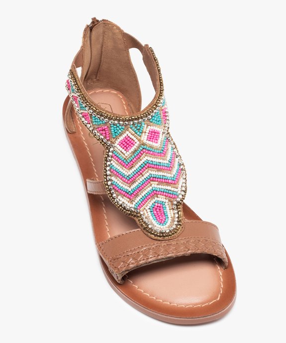 Sandales fille à tige montante brodées de perles vue5 - GEMO (ENFANT) - GEMO