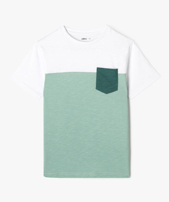 Tee-shirt manches courtes tricolore avec poche poitrine garçon vue1 - GEMO 4G GARCON - GEMO