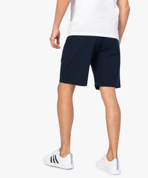 Bermuda homme uni en coton piqué vue3 - GEMO (HOMME) - GEMO