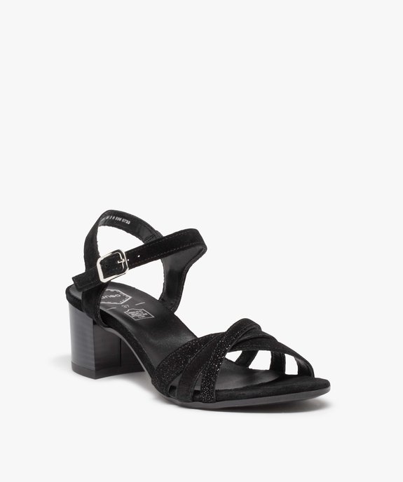 Sandales femme à talon dessus cuir retourné - Tanéo vue2 - TANEO - GEMO