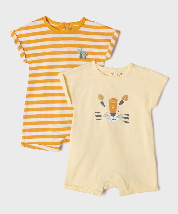 Combishort en jersey de coton flammé bébé garçon (lot de 2) vue1 - GEMO 4G BEBE - GEMO