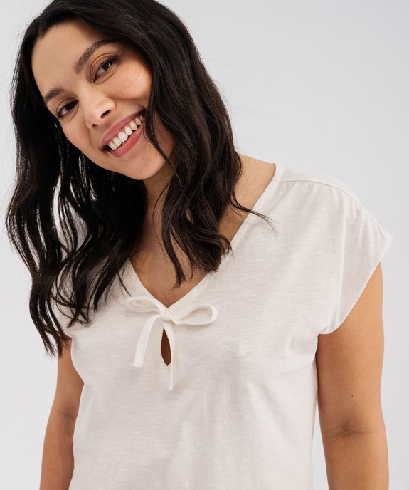 Haut de pyjama à col V sans manches femme vue4 - GEMO(HOMWR FEM) - GEMO