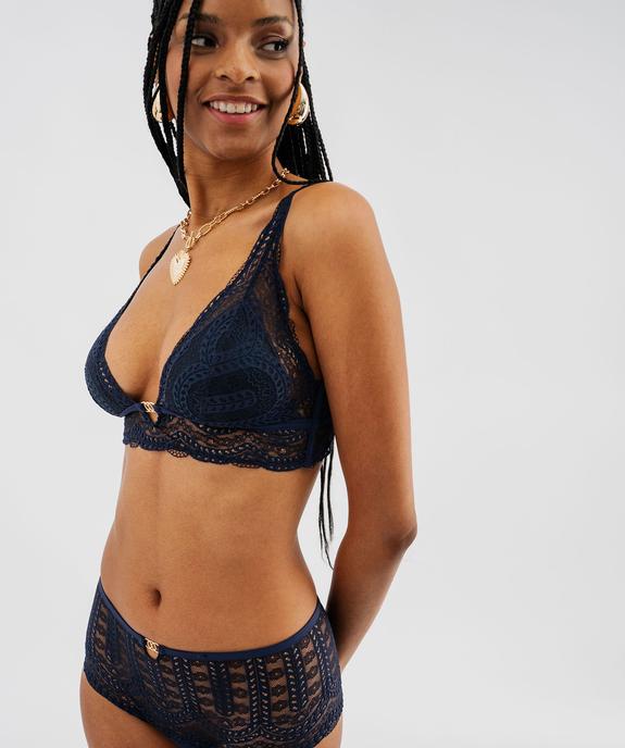 Soutien-gorge triangle sans armatures en dentelle à mousses amovibles femme vue1 - GEMO(HOMWR FEM) - GEMO