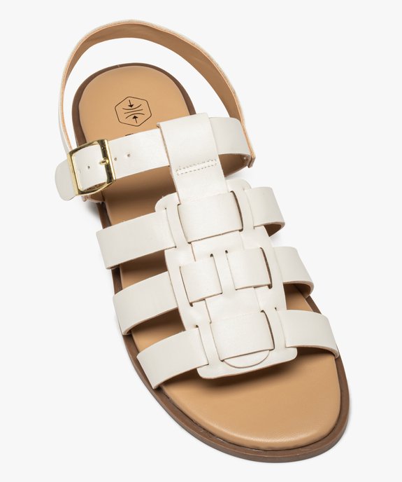 Sandales femme unies à talon plat et brides larges  vue5 - GEMO (CASUAL) - GEMO