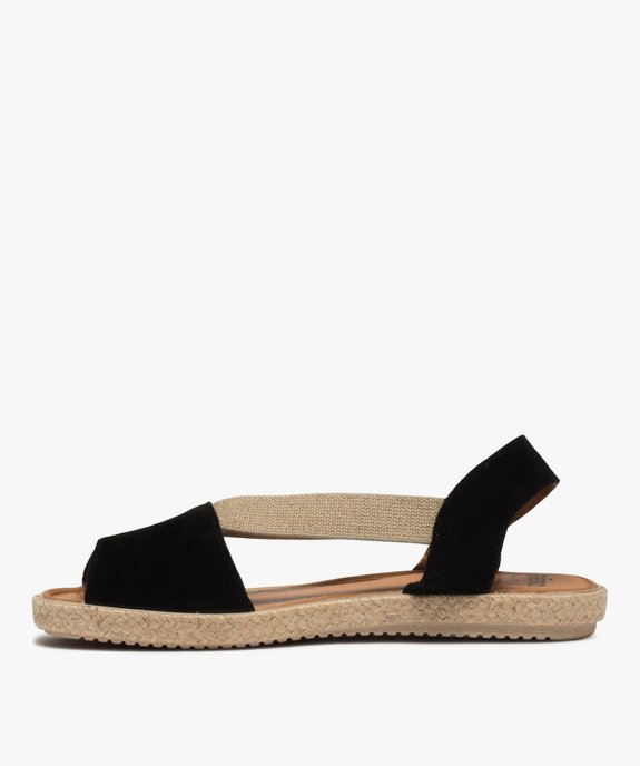 Sandales femme en cuir et semelle bordée de corde vue3 - GEMO (CASUAL) - GEMO