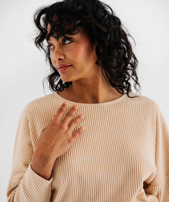 Haut de pyjama femme en maille côtelée vue2 - GEMO 4G FEMME - GEMO