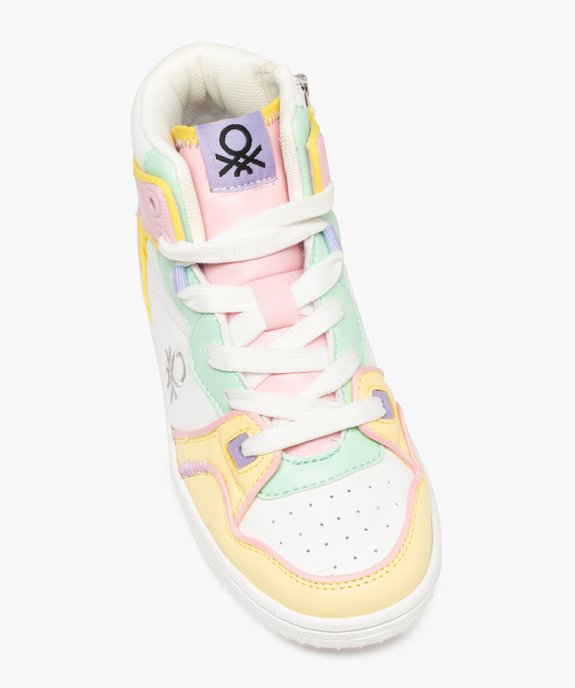 Baskets fille mid-cut multicolores à lacets et zip - Benetton vue5 - BENETTON - GEMO