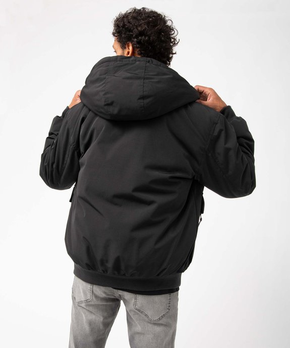 Blouson homme matelassé avec capuche doublée polaire vue3 - GEMO (HOMME) - GEMO