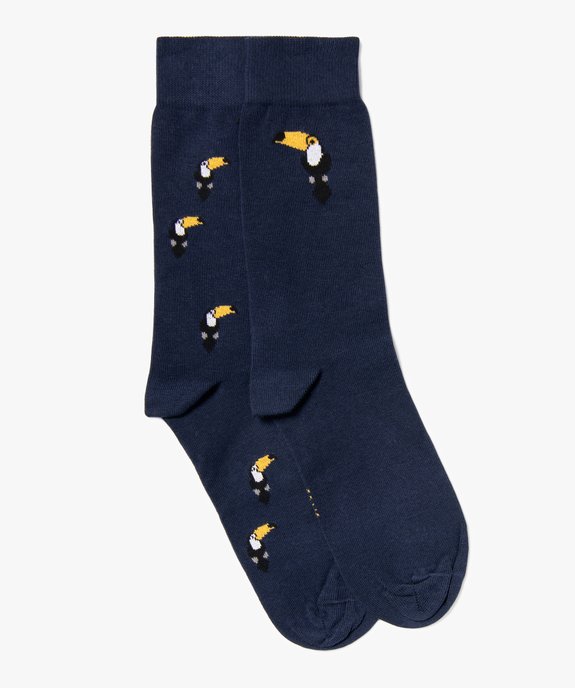 Chaussettes hautes à motif toucan homme (lot de 2) vue1 - GEMO(HOMWR HOM) - GEMO