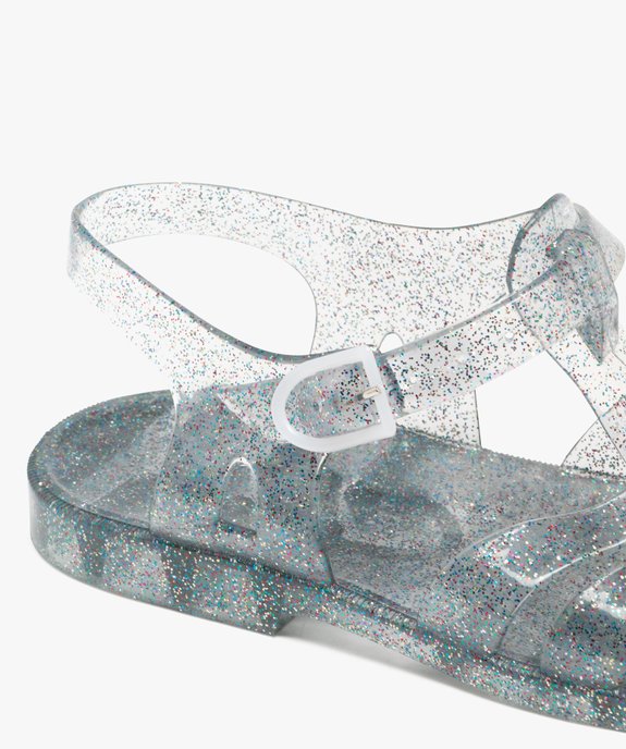 Sandales de plage femme transparentes à bout fermé et à paillettes vue6 - GEMO (PLAGE) - GEMO
