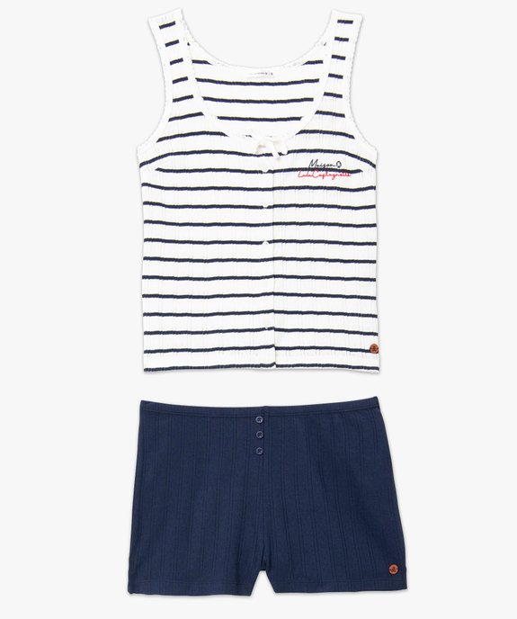 Pyjashort femme bicolore - LuluCastagnette vue4 - LULUCASTAGNETTE - GEMO