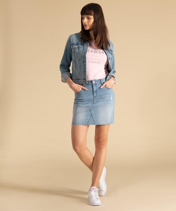 Jupe femme en jean avec marques d’usure vue6 - GEMO(FEMME PAP) - GEMO