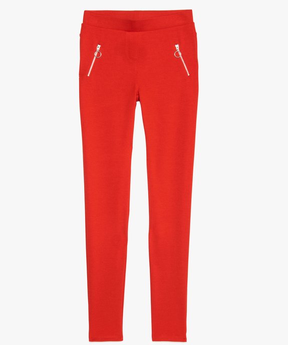 Pantalon fille souple a taille elastique et poches zippees