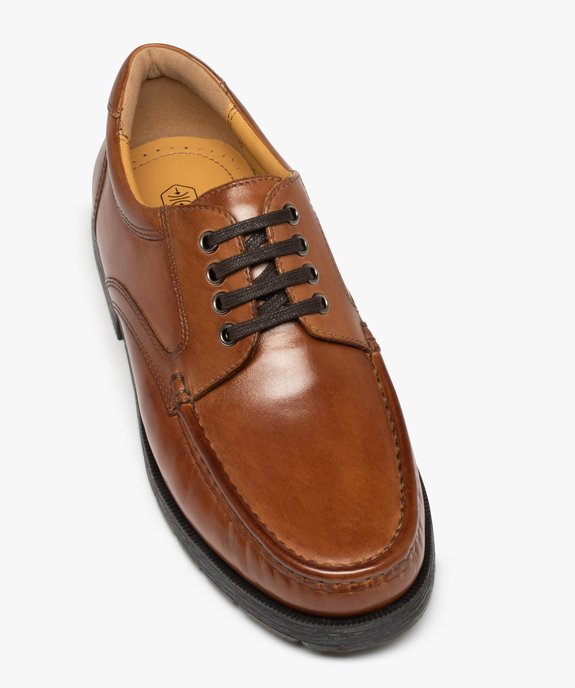 Chaussures bateau homme confort dessus cuir uni vue5 - GEMO (CONFORT) - GEMO