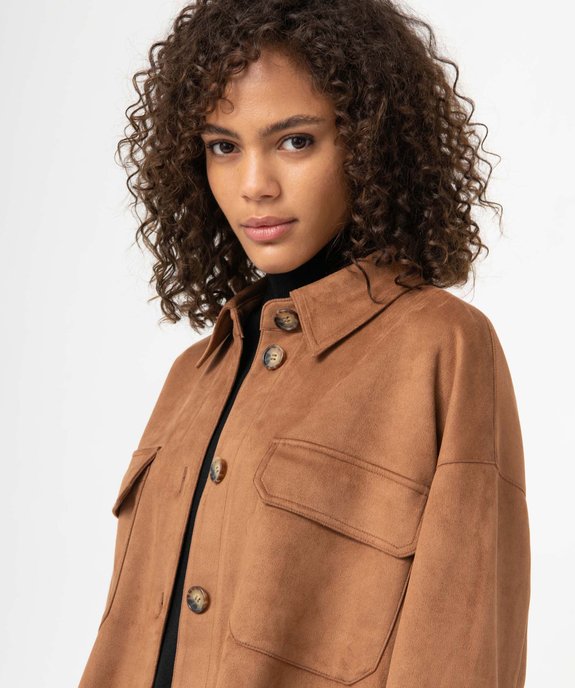 Veste femme forme chemise en suédine vue2 - GEMO(FEMME PAP) - GEMO