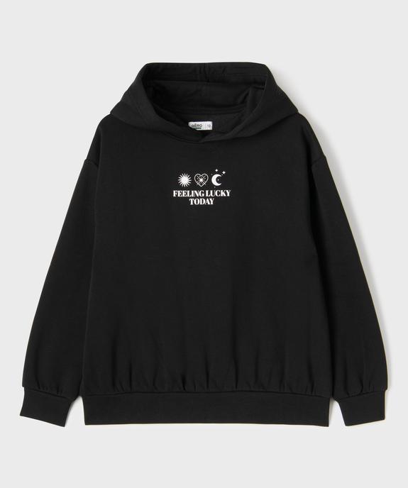Sweat à capuche loose imprimé devant et dos fille vue1 - GEMO 4G FILLE - GEMO