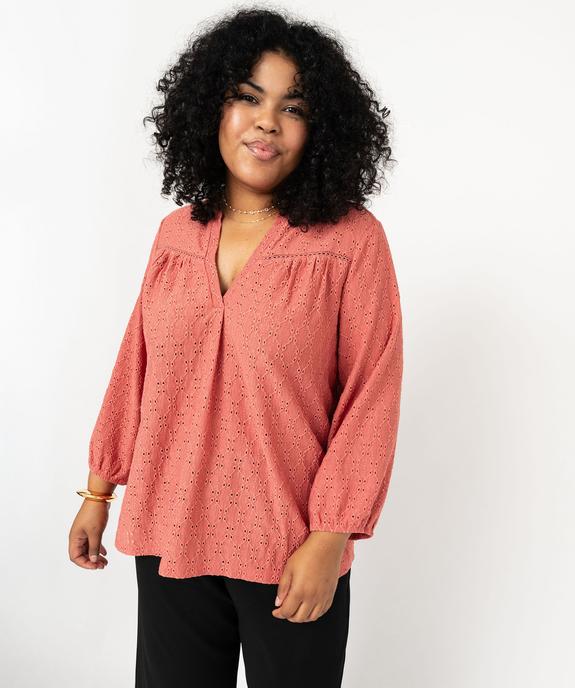 Blouse manches 3/4 en maille ajourée femme grande taille vue1 - GEMO 4G GT - GEMO