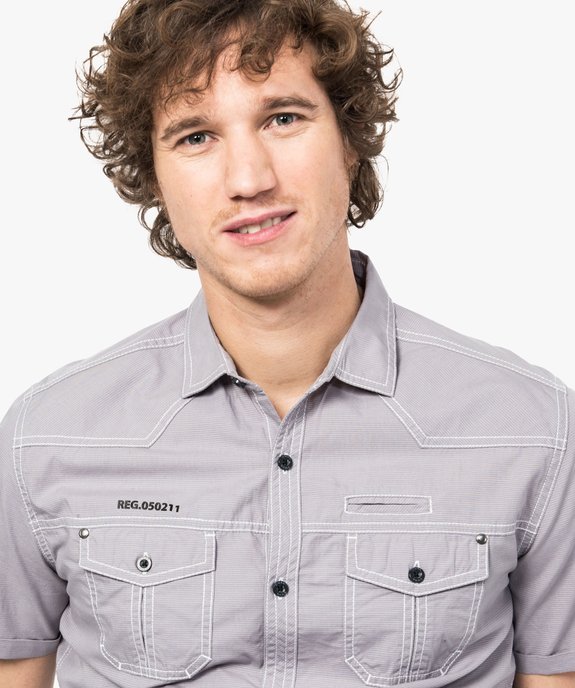Chemise rayée à manches courtes vue2 - GEMO (HOMME) - GEMO