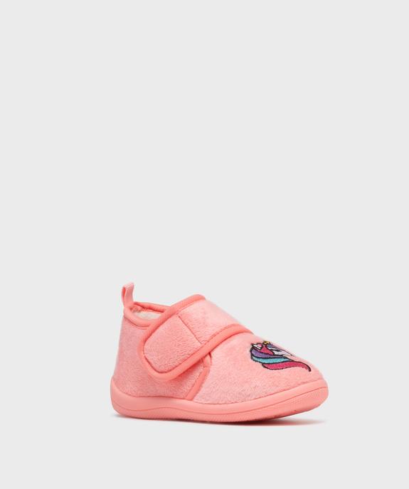 Chaussons fermeture scratch avec motif licorne fille vue2 - GEMO 4G FILLE - GEMO