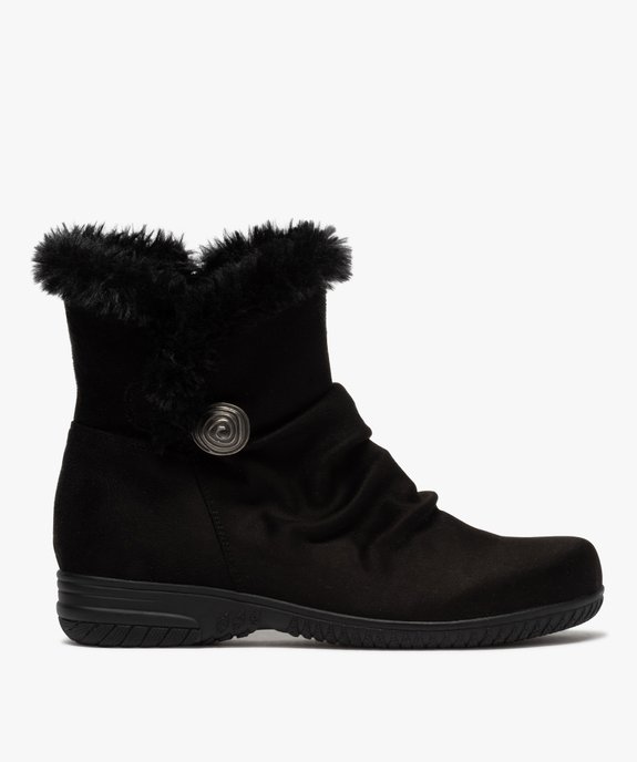 Boots fourrées femme zippées en suédine unie  vue1 - GEMO (CONFORT) - GEMO