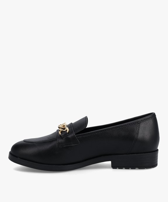 Mocassins femme dessus cuir uni avec chainette - Tanéo vue3 - TANEO - GEMO