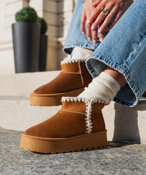 Boots fourrés sur semelle crantée femme - 5 Miles - 5 MILES Boots fourrés sur semelle crantée femme - 5 Miles vue1 - 5 MILES - GEMO