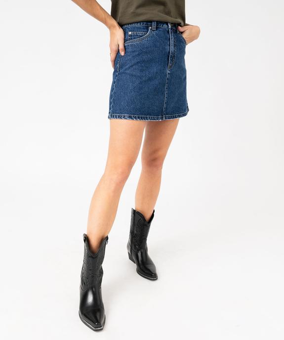 Jupe en jean courte coupe trapèze femme vue1 - GEMO 4G FEMME - GEMO