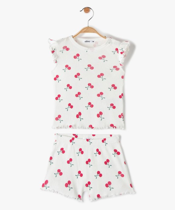 Pyjama bébé fille 2 pièces en maille côtelée vue1 - GEMO(BB COUCHE) - GEMO