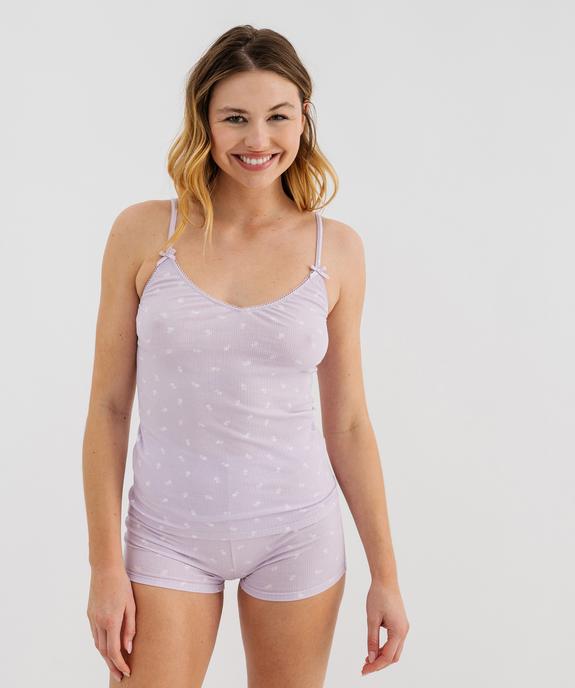 Pyjashort à motifs fleuris en coton biologique femme vue1 - GEMO 4G FEMME - GEMO