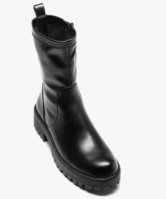 Boots femme unies à talon plat et semelle crantée vue6 - GEMO (CASUAL) - GEMO