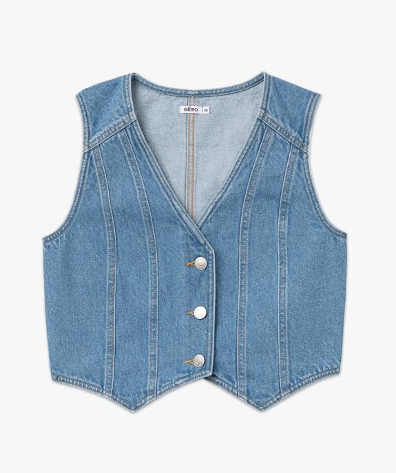 Gilet sans manches en jean femme vue4 - GEMO 4G FEMME - GEMO