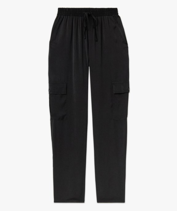 Pantalon cargo en satin fluide uni femme vue4 - GEMO(FEMME PAP) - GEMO