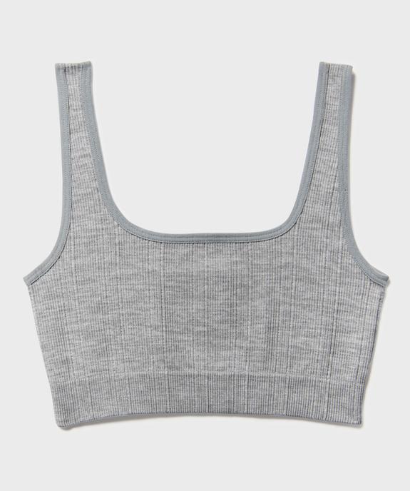 Brassière en maille côtelée à bretelles large fille vue1 - GEMO 4G FILLE - GEMO